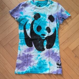 World Wildlife Tie-Dye Panda Shirt - Blue and Purple Size S